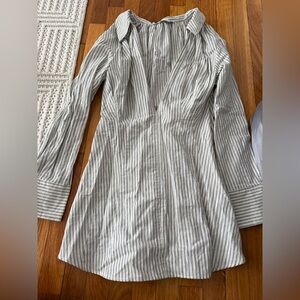 Zara White and Black Striped Blouse